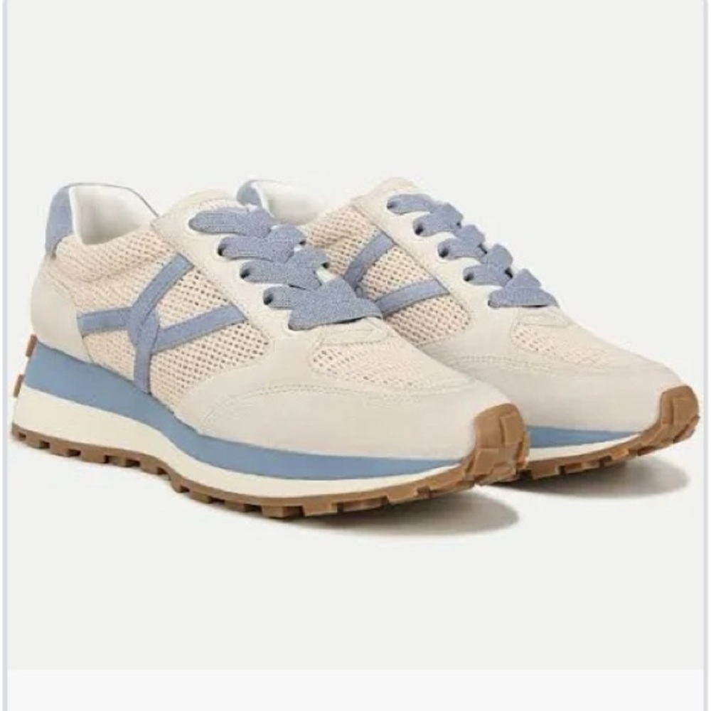 Veronica Beard Cream and Blue Women's Sneakers